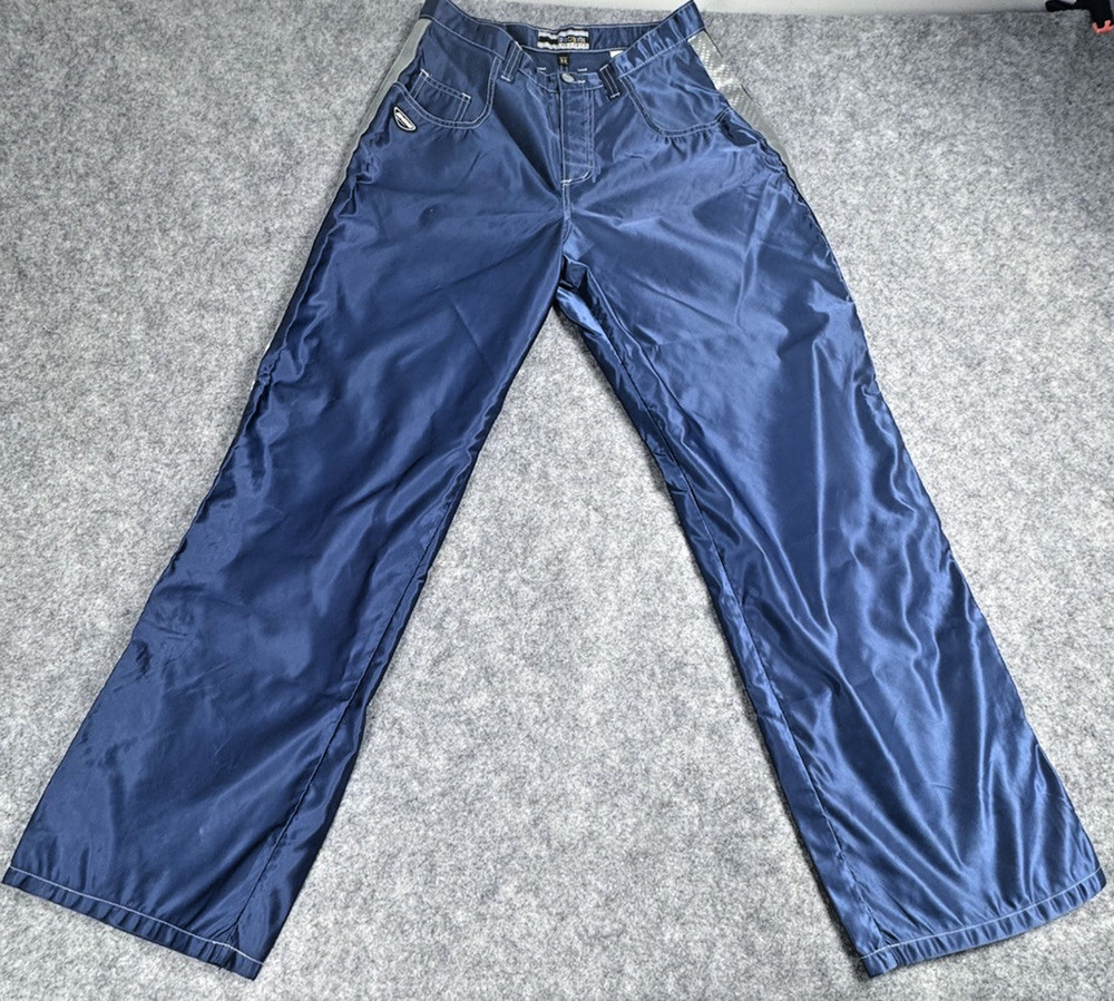 RARE VTG BC Ethic Enduro Baggy Rave Stripe Blue Silver Pants 34x32 USA Made